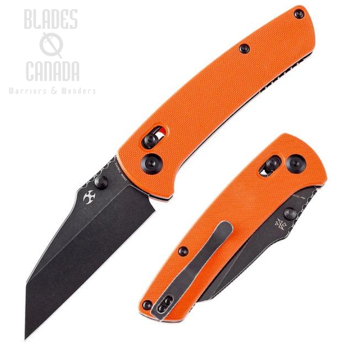 Kansept Main Street Crossbar Lock Folding Knife, 154CM Black, G10 Orange, T1015V2